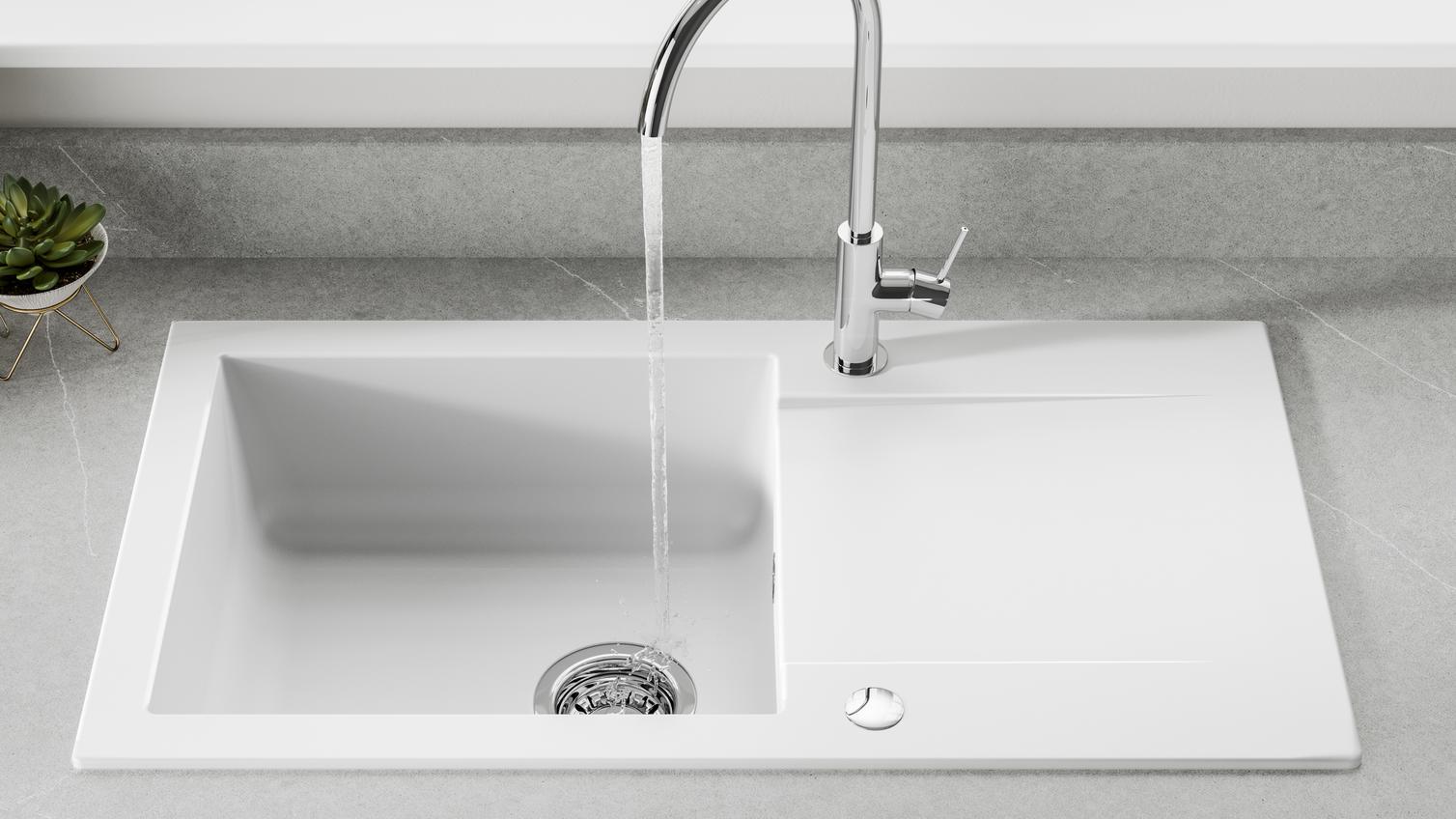White standard composite single bowl sink