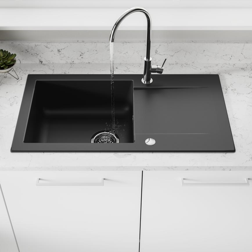 Black standard composite single bowl sink