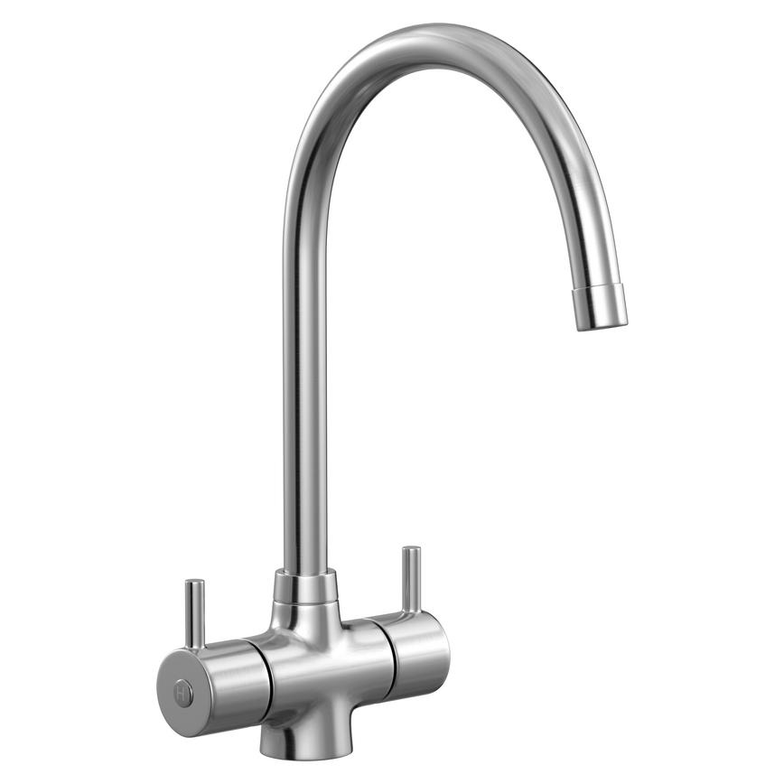 Rienza Brushed Steel Dual Lever Tap