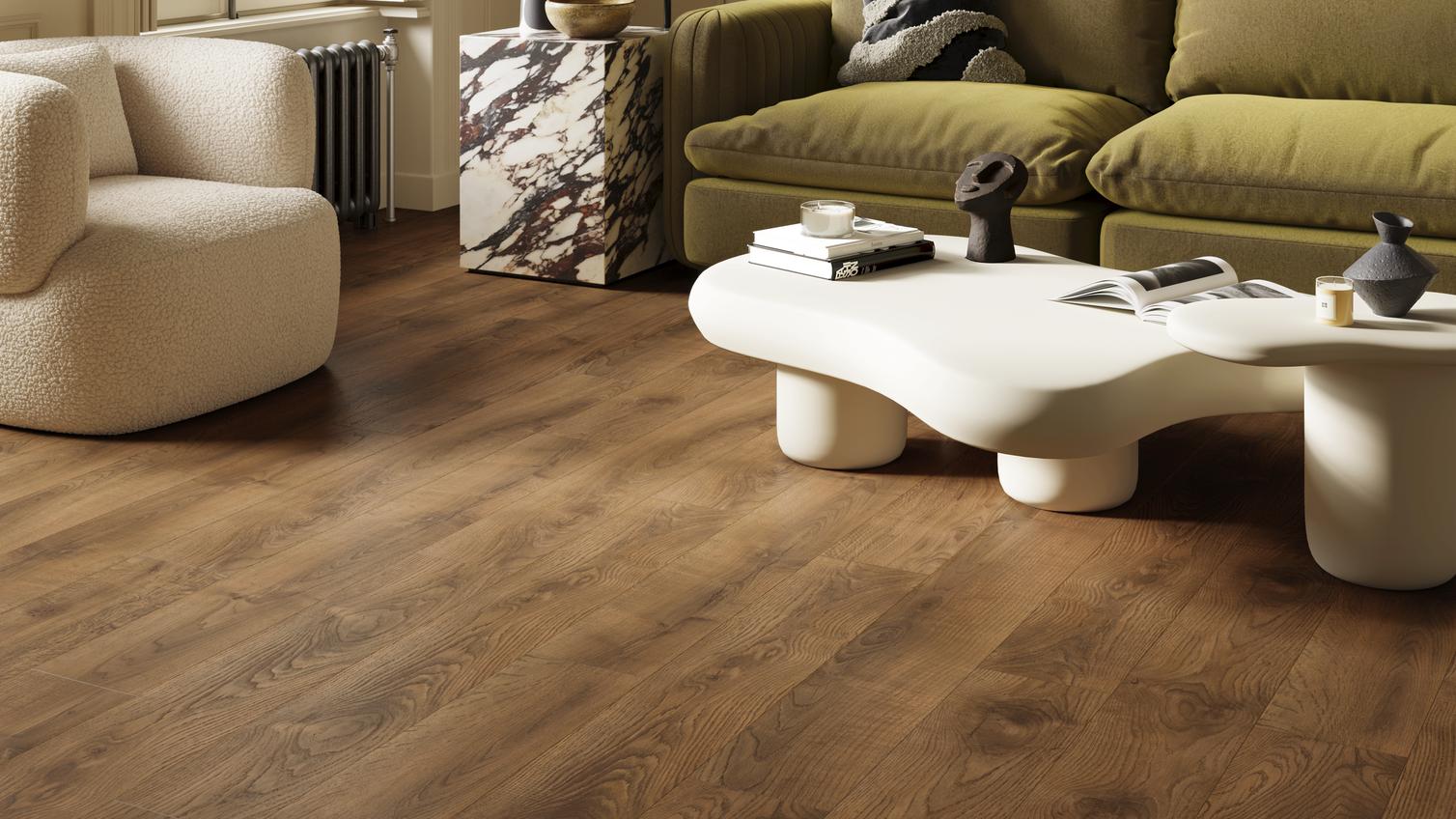 Oake and Gray Traditional Oak Laminate Flooring in A Living Room