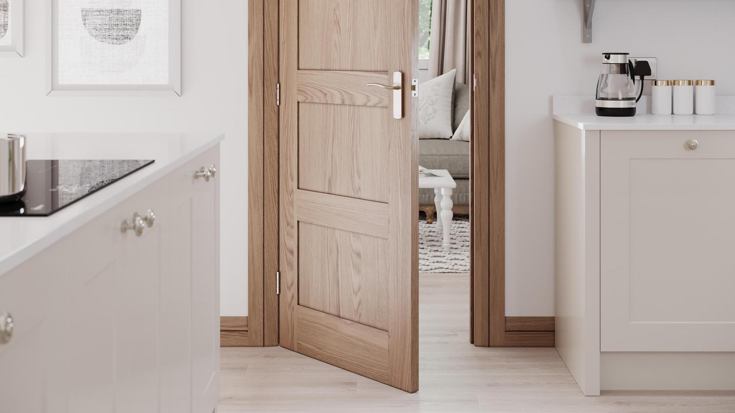 Pre-finished Shaker Oak 4 Panel 2'6" Internal Hardwood Door