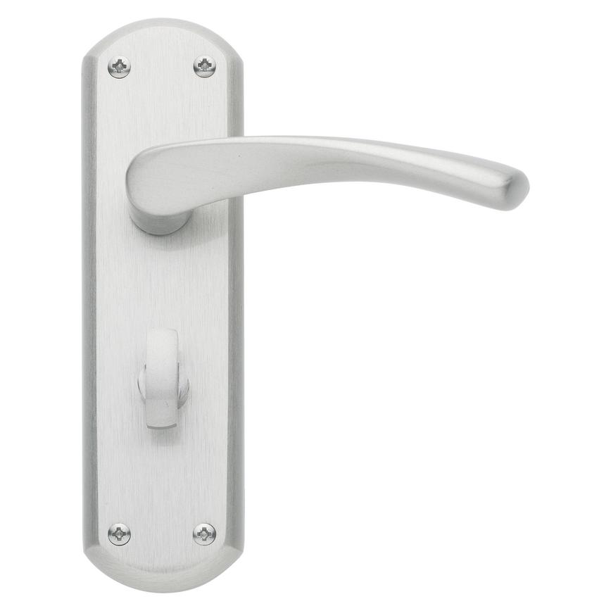 Garda Lever on Backplate Bathroom Satin Nickel Door Handle Pair