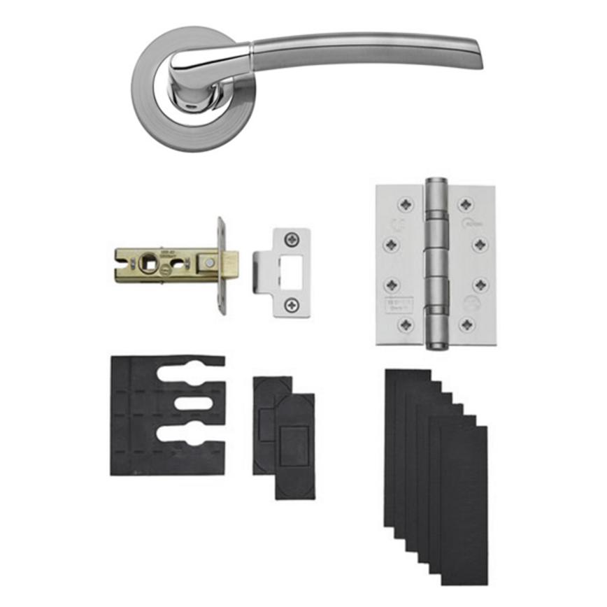 Newington Lever on Rose Dual-Tone Chrome Fire Rated Door Handle Pack