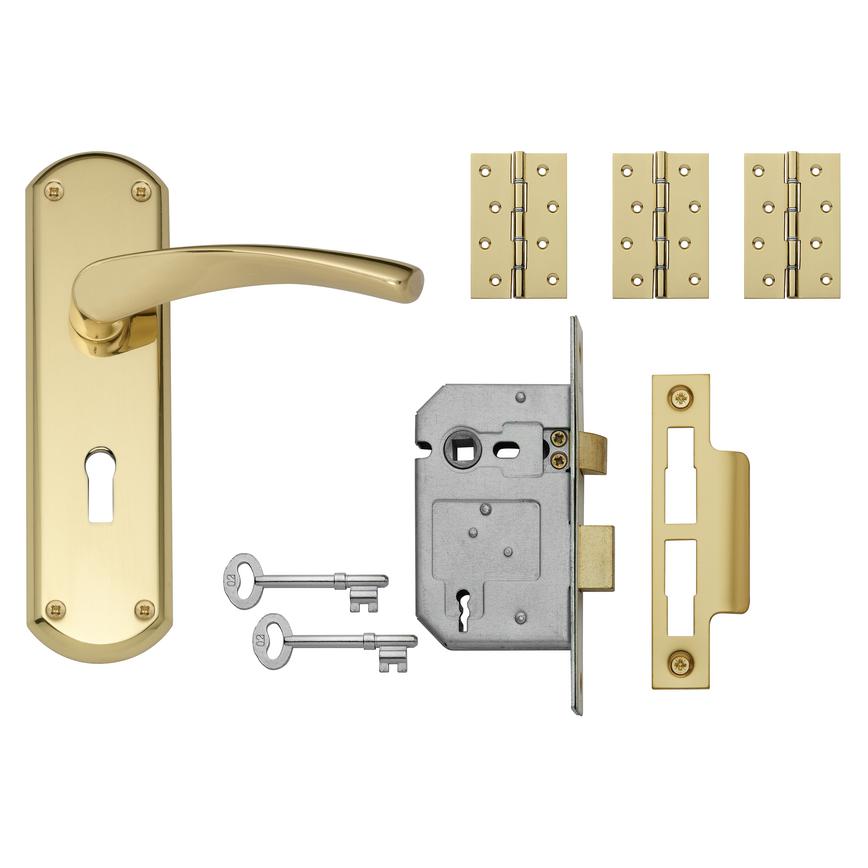 Garda Lock Handle Pack Brass