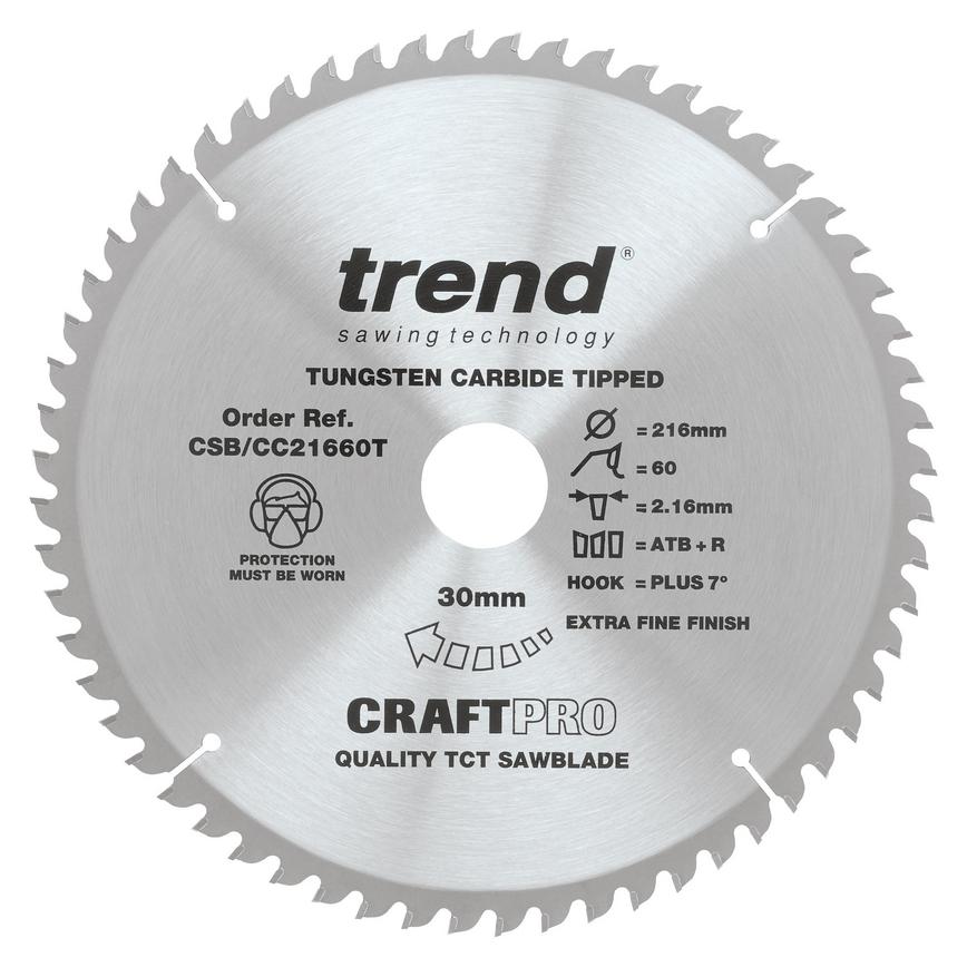 Trend Craft Pro216mm x 60T Cordless MitreSaw Blade