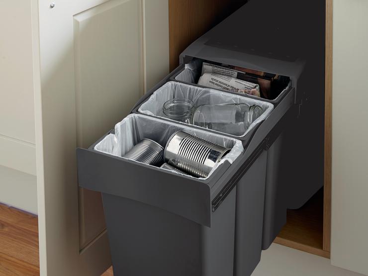 Pull Out 3 x 10 Ltr Recycling Anthracite Waste Bin