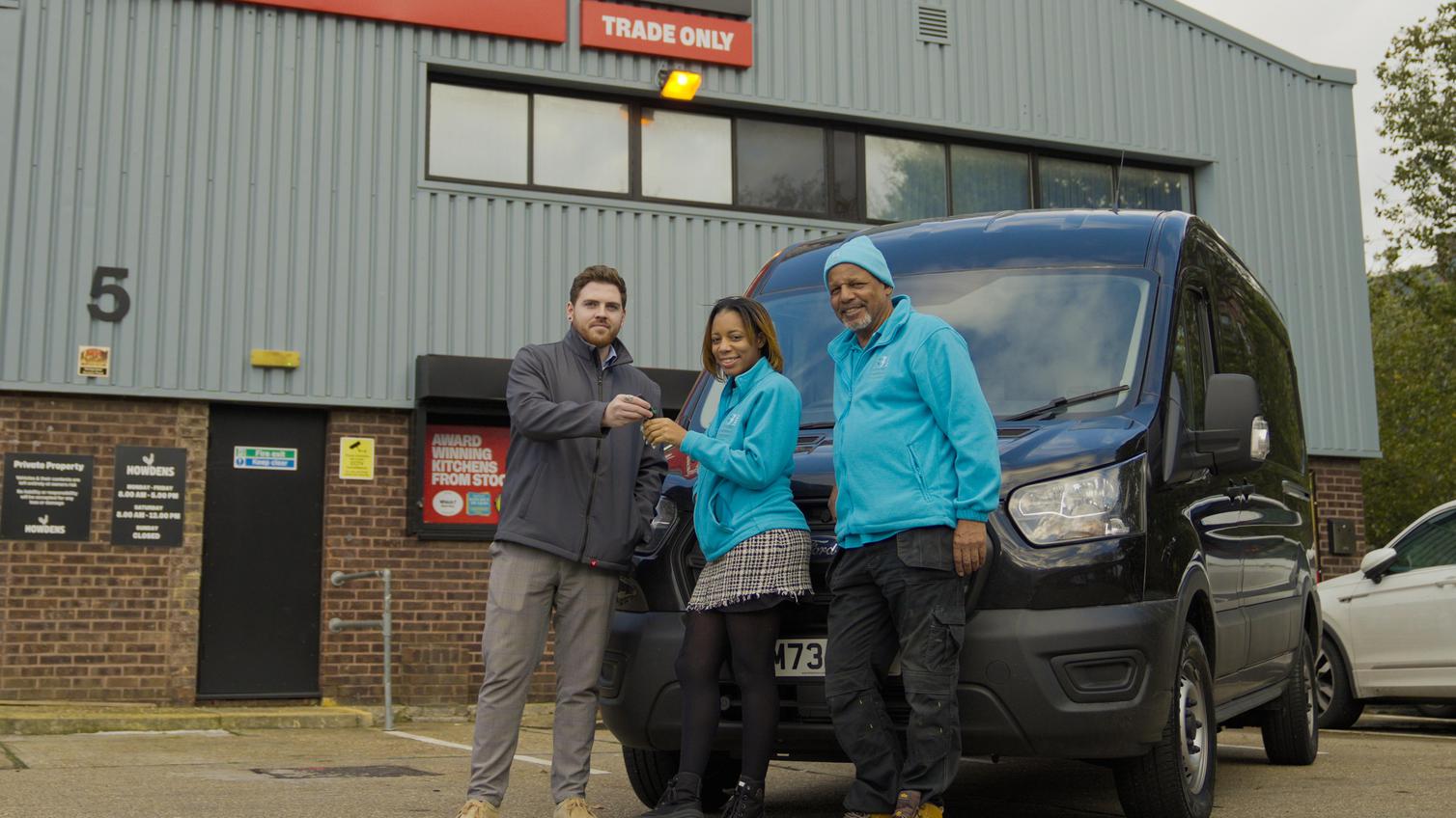 The winners of our win a van competition receiving the keys to their new vehicle
