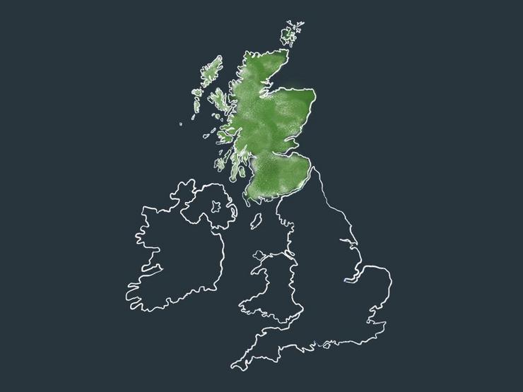 A map showing the location of Scotland within the British Isles