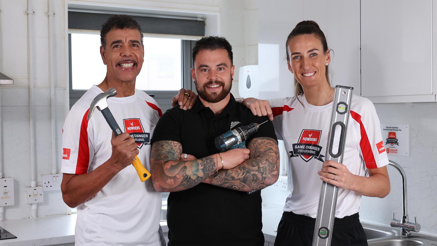 Jill and Kammy posing with a builder