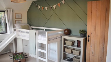 Mouldings used as a feature wall in a child's bedroom