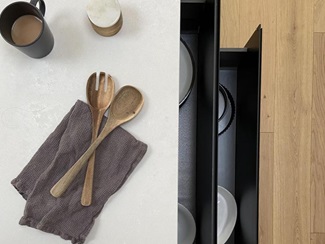 Clerkenwell kitchen island with two drawers with deep storage