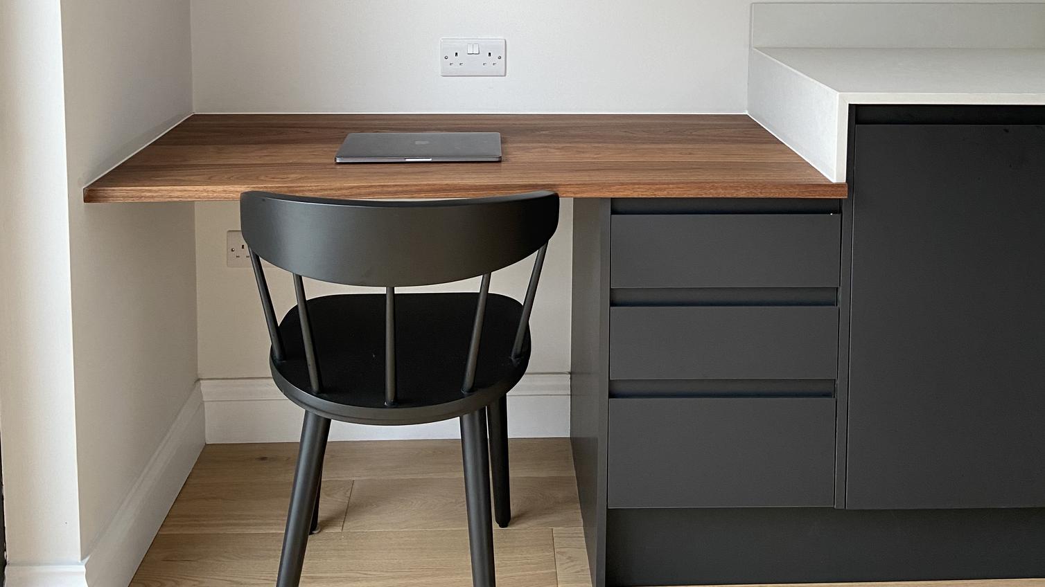 Walnut work space with charcoal Clerkenwell drawers