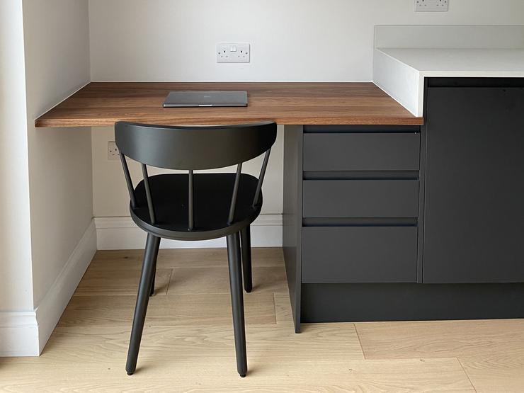 Walnut work space with charcoal Clerkenwell drawers
