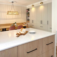 White kitchen worktop on an island unit