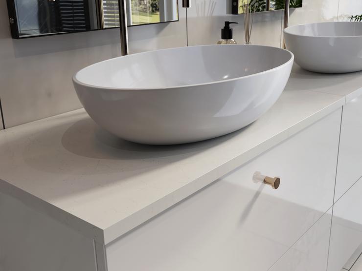 White Grey Marble Effect Bathroom Worktop