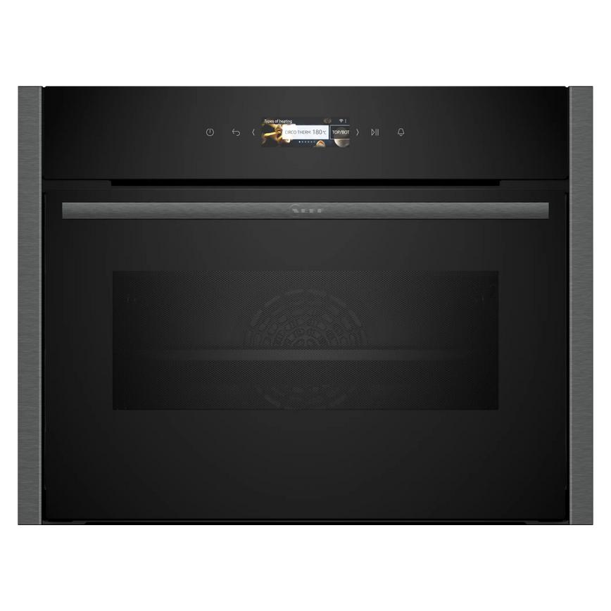 Neff N70 C24MR21G0B Built In 45cm Graphite Compact Oven with Microwave Front View