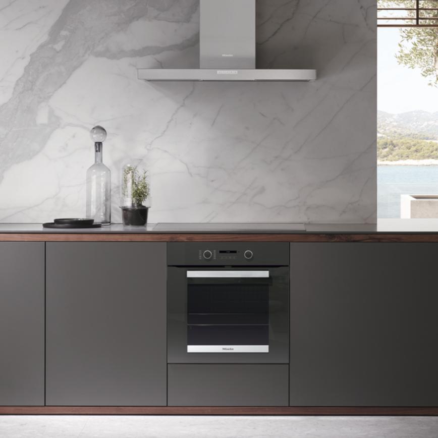 Single Multi-function Pyrolytic Oven Grey Kitchen