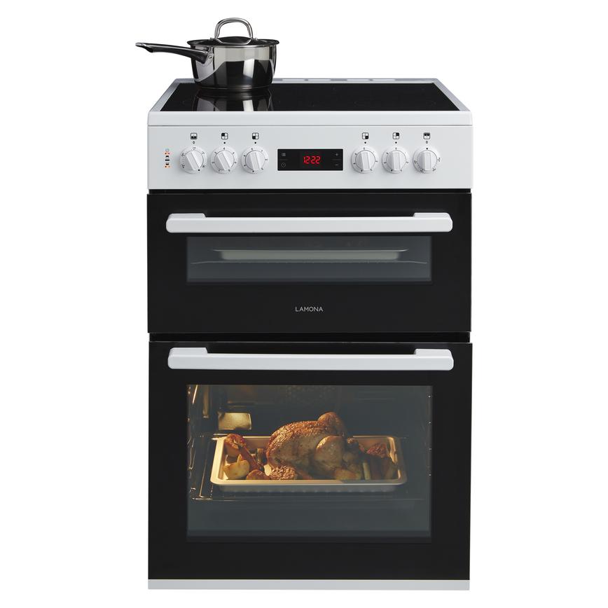 Lamona FLM5400 Freestanding Electric Conventional 60cm White Double Cavity Cooker