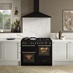 Rangemaster Infusion Black Dual Fuel Range Cooker 110cm in Chilcomb Sandstone