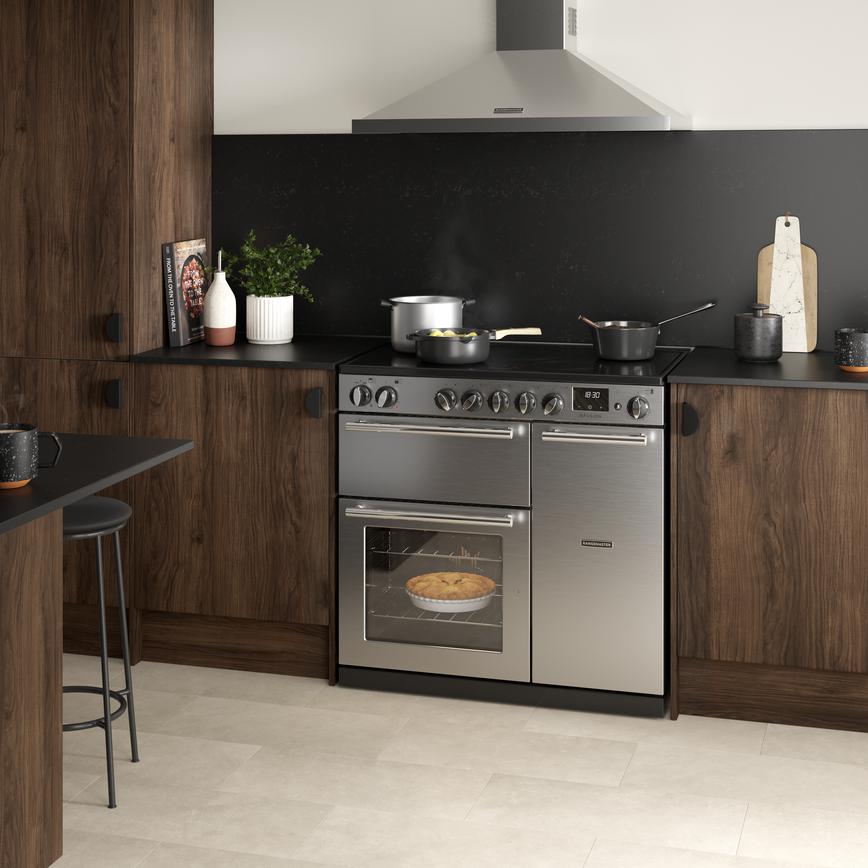 Rangemaster Infusion SS Induction Range Cooker 90cm in Hockley Walnut