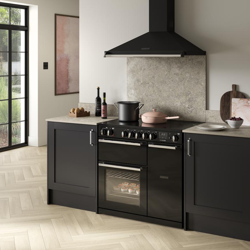 Rangemaster Infusion Black Induction Range Cooker 90cm in Chilcomb Charcoal