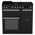 Rangemaster Infusion INF90DFPGBL/CM1 Freestanding Dual Fuel Fan 90cm Black Range Cooker Control Panel Front