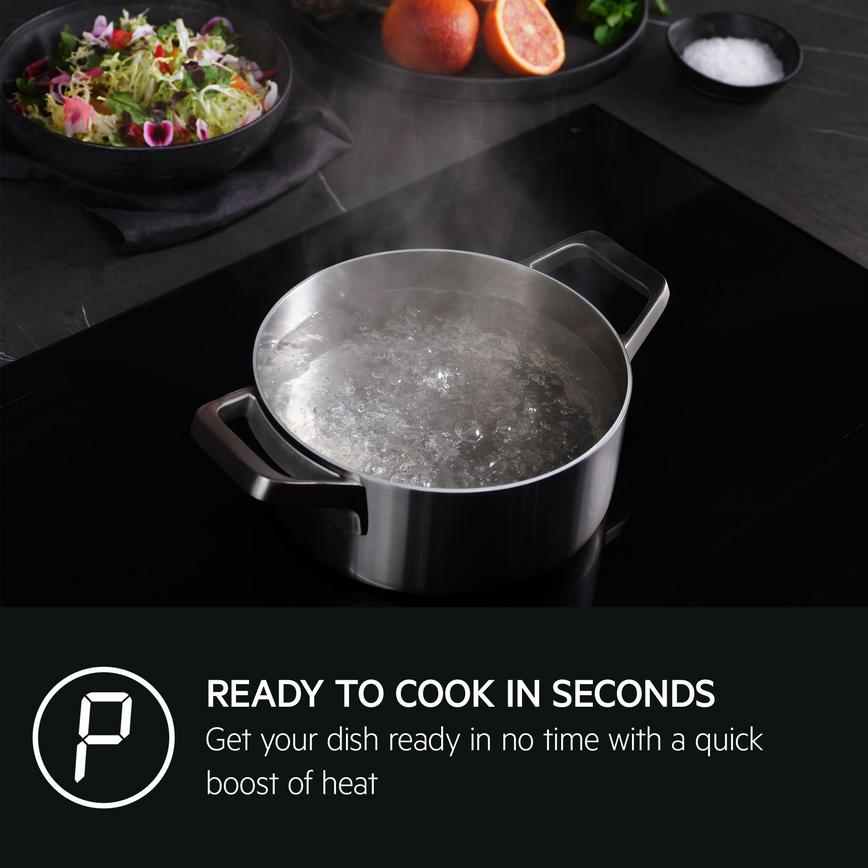 AEG Series 6000 80cm Black Electric Induction Hob Heat Boost