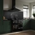 Leisure 100cm Black Chimney Cooker Hood and Gas Hob in Chelford Fir Green Kitchen