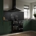 Leisure 100cm Black Chimney Cooker Hood and Induction Hob Chelford Fir Green Kitchen
