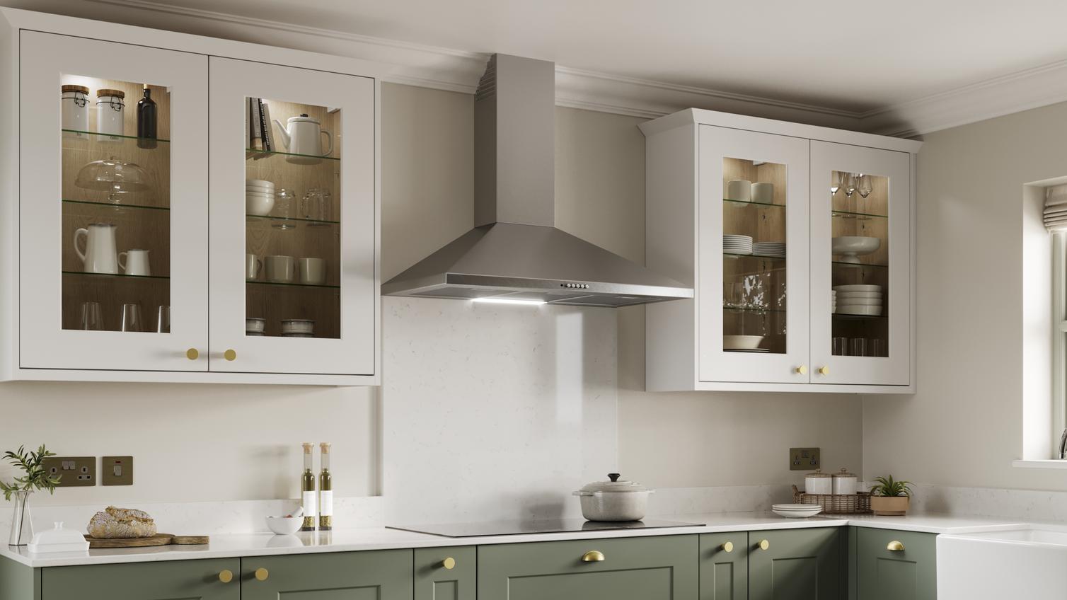 90cm Chimney Cooker Hood Featuring Chelford Reed Green