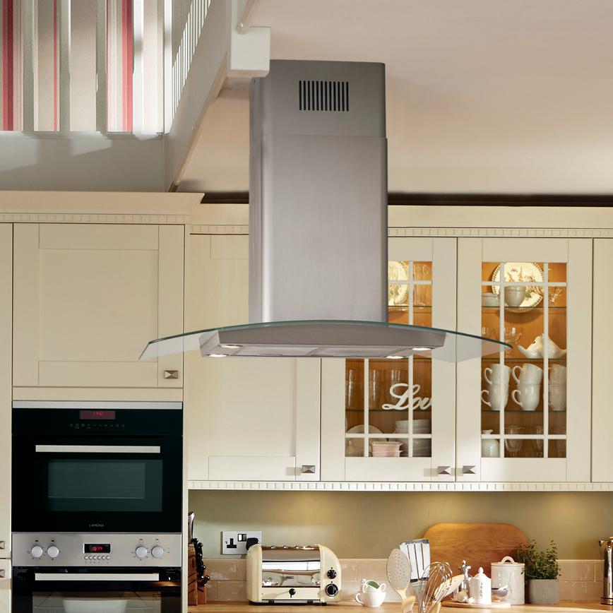Lamona Stainless Steel and Glass Island Chimney Extractor