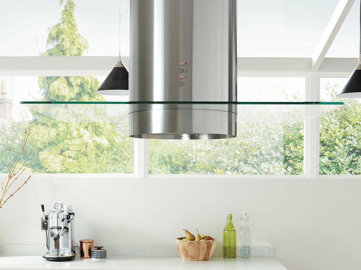 Lamona Stainless Steel Cylinder Island Chimney Extractor with Glass