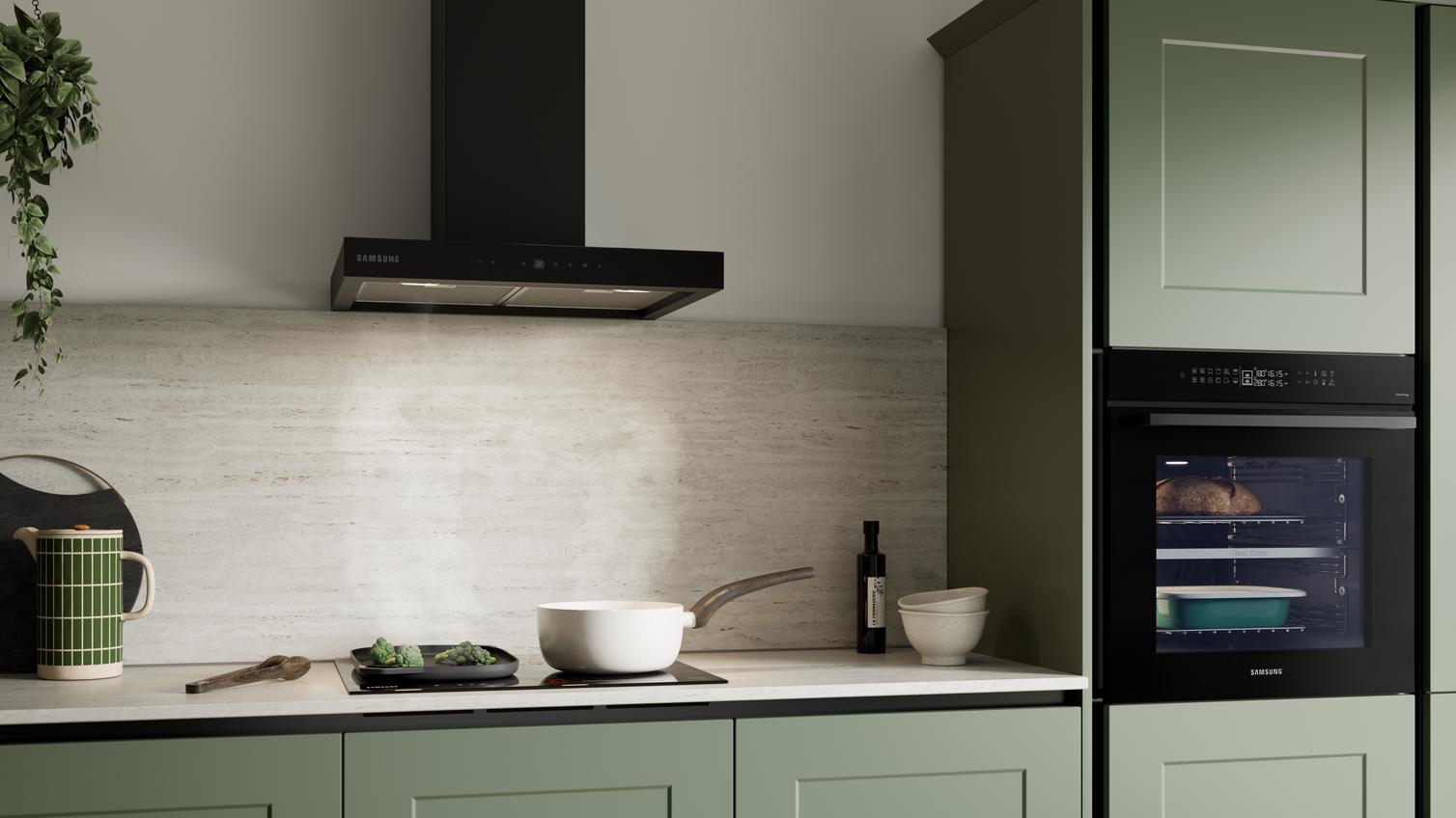 Samsung 60cm Tbox Cooker Hood Black in Chelford Reed Green