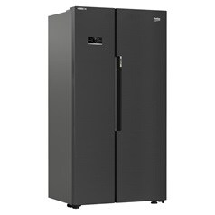Beko ASL1442VPZ Freestanding Black American Fridge Freezer Side View