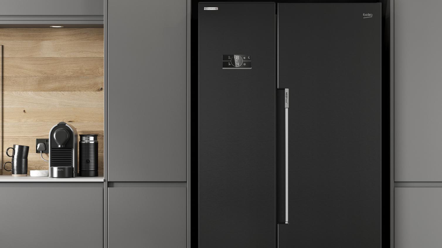 Beko black side by side American fridge freezer