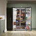 Black 91cm Side-By-Side Frost Free Fridge Freezer Door Open