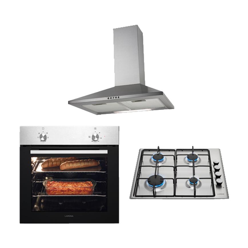 Lamona StainlessSteel Single FanAssisted Oven, Gas Hob and Chimney