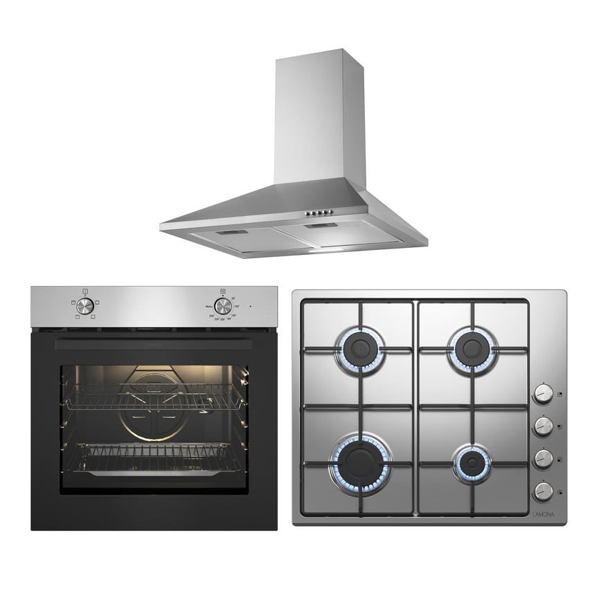 LMP9360 Oven Solid Plate Hob and Chimney Hood Cooking Package