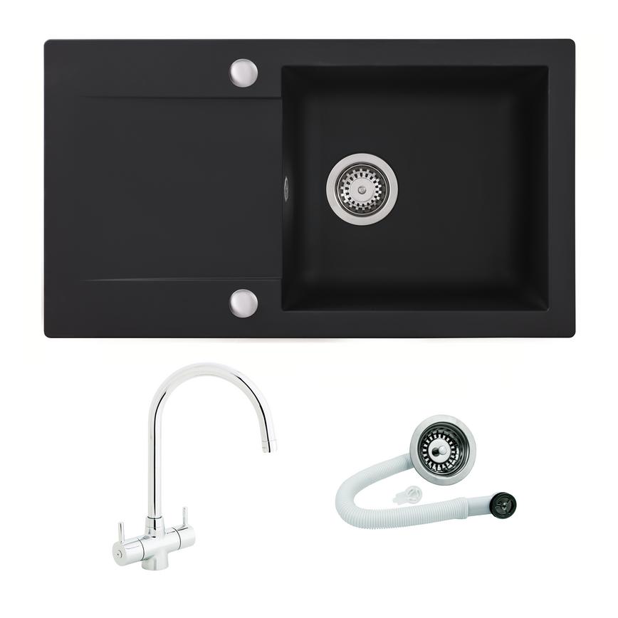 Blk Cmpt Comp Sgle Bowl & Rienza Chr Tap