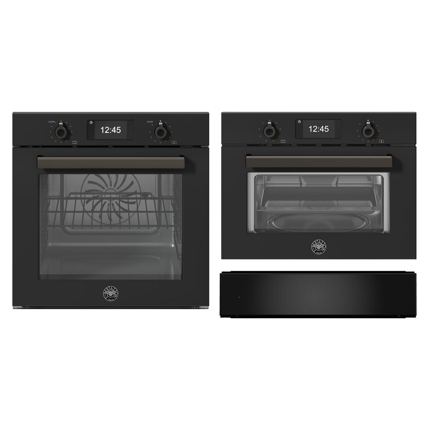 Bertazzoni Pyro / Steam Single Oven,  Pyro Combi Oven with M/Wave Warming Drawer in Carbonio