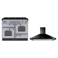 Rangemaster 110cm Dual Fuel Range Cooker and Black Cooker Hood Package