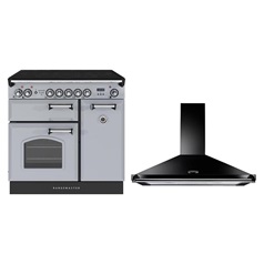 Rangemaster 90cm Induction Range Cooker and Black Cooker Hood Package