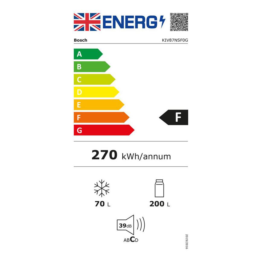 UK Energy Label HBH6301 Bosch KIV87NSF0G Integrated 70_30 White Fridge Freezer