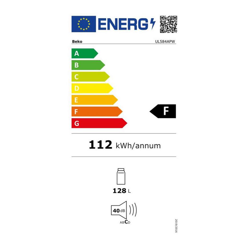 EU Energy Label FBQ6000 Beko UL584APW Freestanding White Fridge