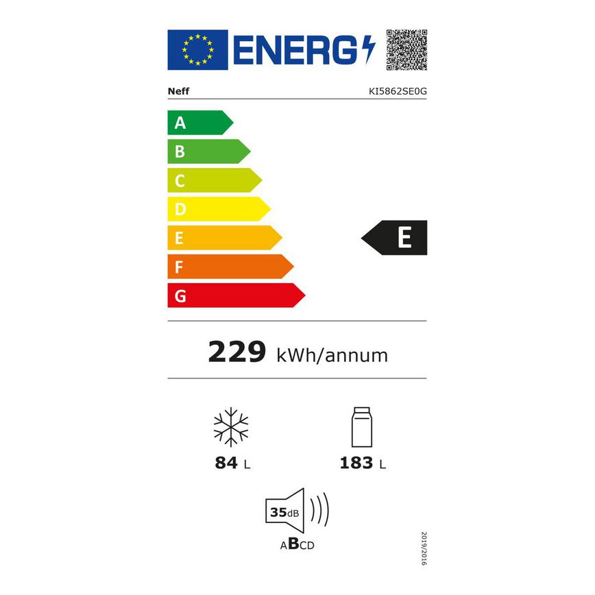 EU Energy Label HNF6352 Neff KI5862SE0G Integrated 7030 White Fridge Freezer