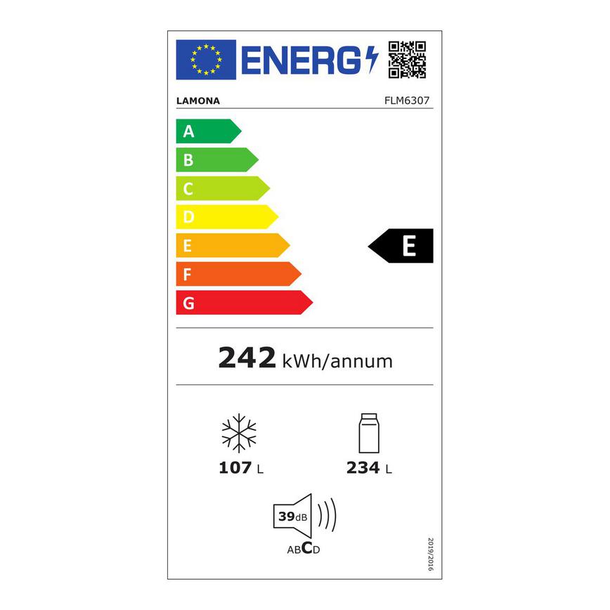 EU Energy Label Lamona FLM6307 Freestanding 70_30 Cream Retro Fridge Freezer