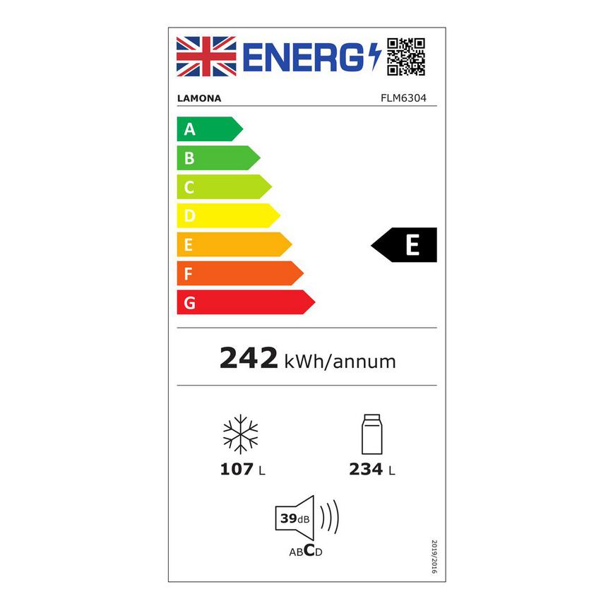 UK Energy Label Lamona FLM6304 Freestanding 70_30 Black Retro Fridge Freezer