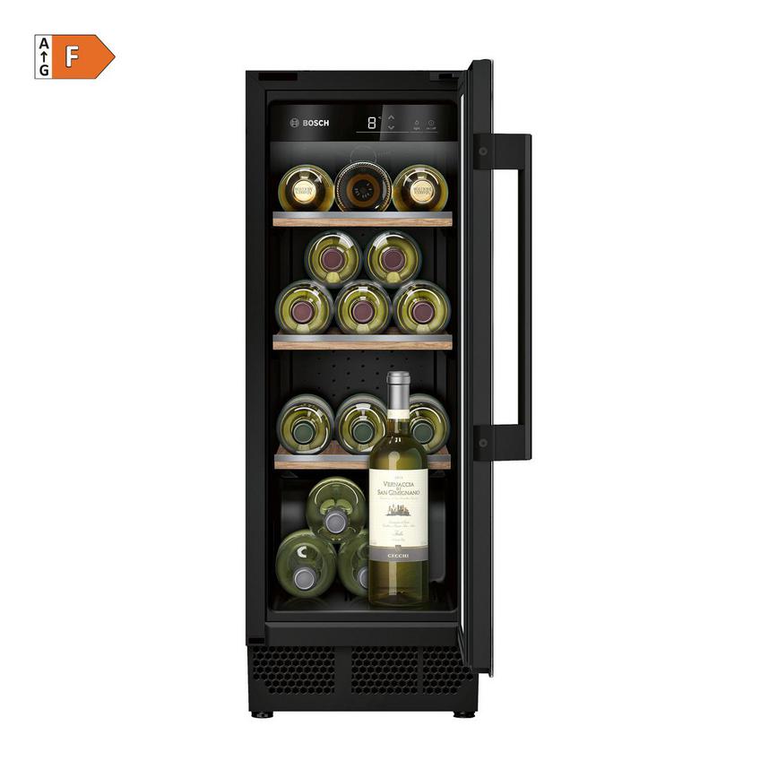 Bosch KUW20VHF0G Built Under Black 21 Bottle Wine Cooler Cut Out with Energy Rating