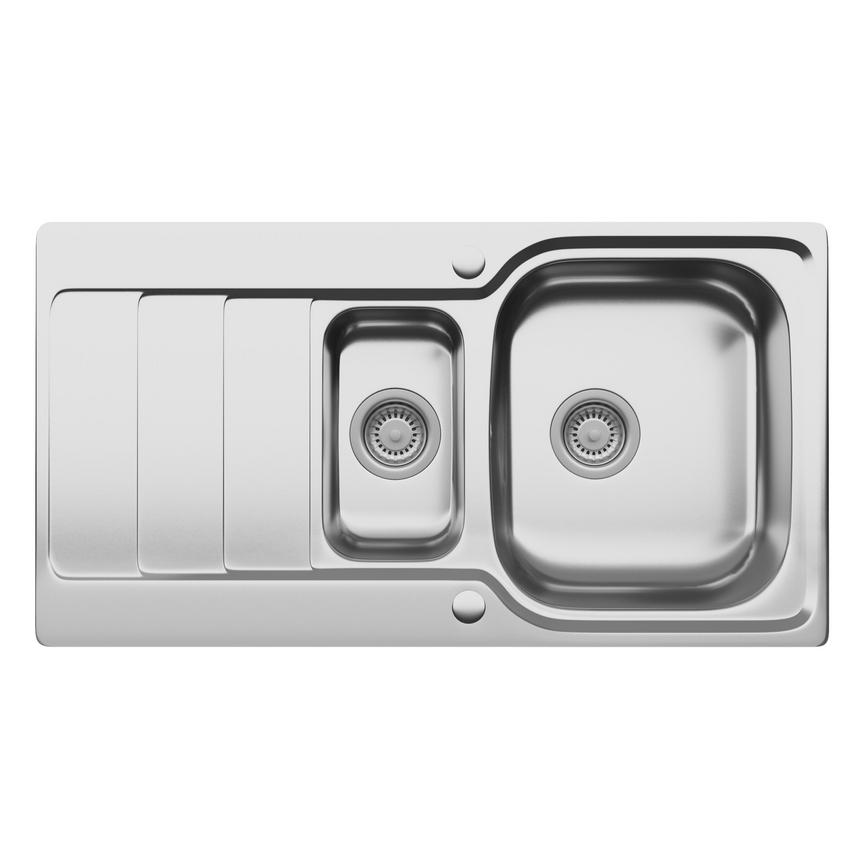 Hollingworth 1.5 Bowl Reversible Inset Stainless Steel Kitchen Sink 