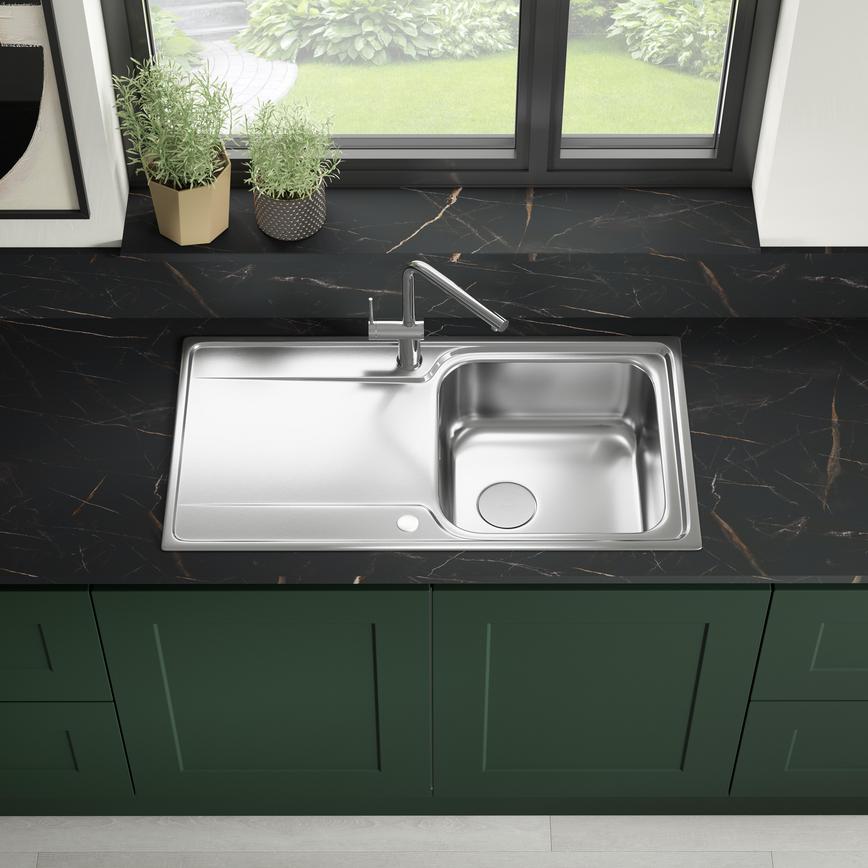 Chelburn Single Bowl Reversible Inset Stainless Steel Kitchen Sink 